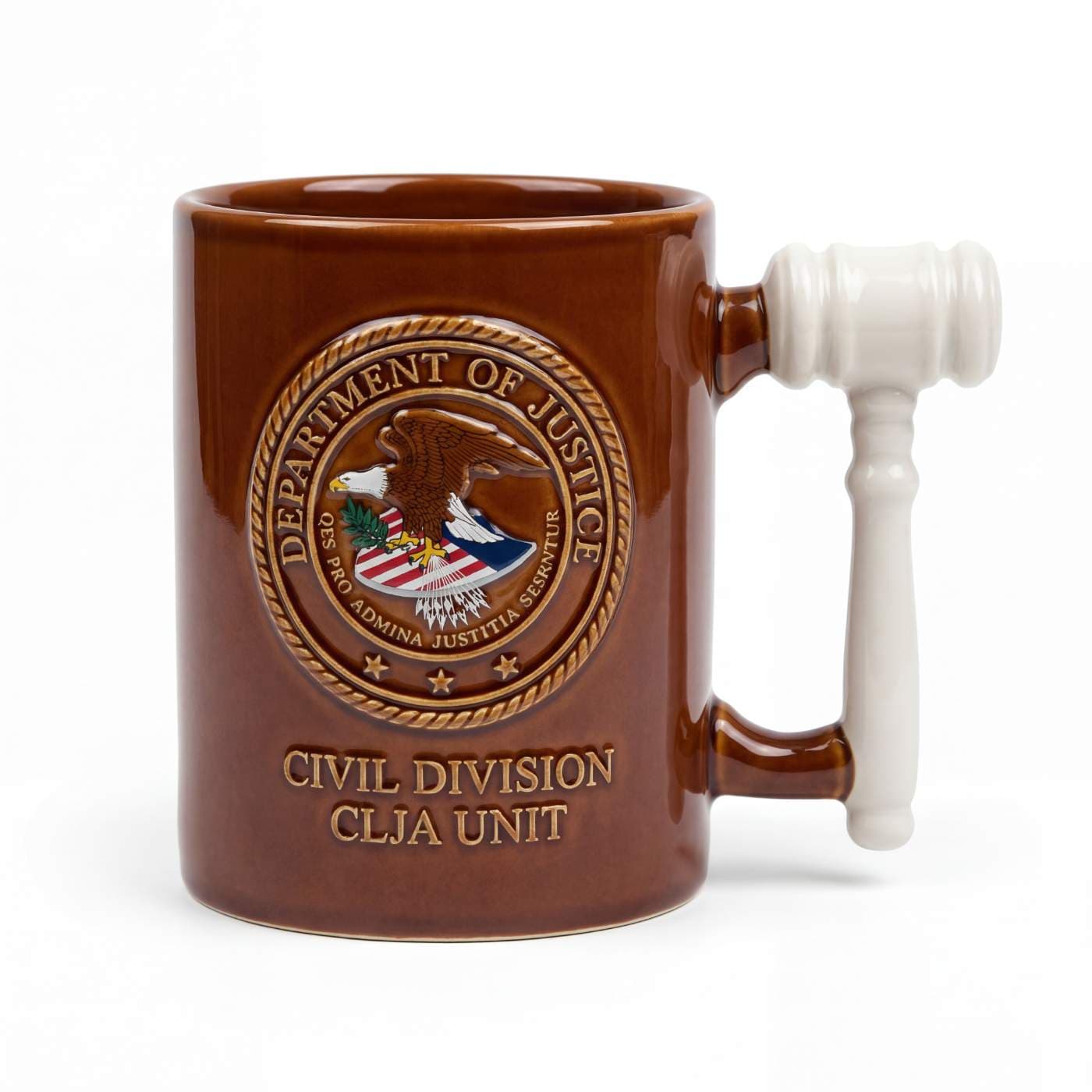 Doj Clja Judge Gavel Mug Brown
