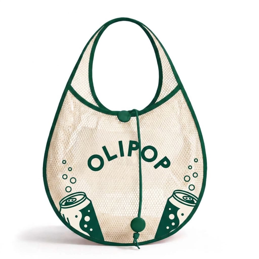 Leather trimmed mesh shoulder bag #1